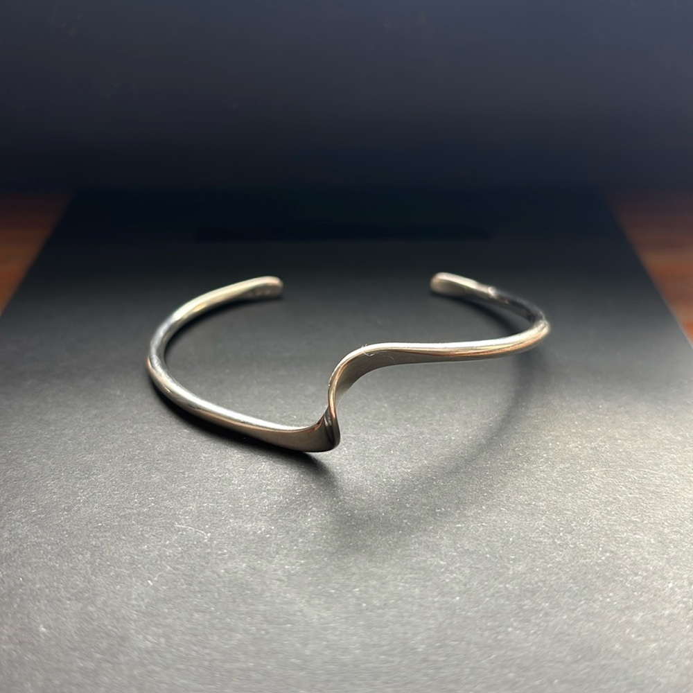 Vintage MCM Modernist Abstract Twisted Sterling Silver Bracelet Cuff